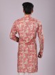 Geometric Print Onion Pink Kurta Pajama