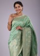 Pista Green Banarasi Silk Saree With Woven Work