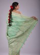 Pista Green Banarasi Silk Saree With Woven Work