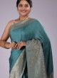 Sea Green Jacquard Silk Contemporary Saree