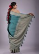 Sea Green Jacquard Silk Contemporary Saree