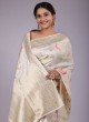 Off White Banarasi Silk Saree With Woven Embroidery