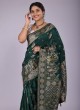 Dark Green Woven Banarasi Silk Saree