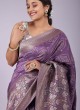 Lavender Woven Saree In Banarasi Silk