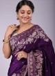 Wedding Wear Purple Woven Banarasi Saree