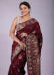 Dark Maroon Woven Festive Banarasi Silk Saree