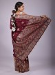 Dark Maroon Woven Festive Banarasi Silk Saree