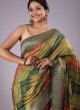 Designer Banarasi Silk Saree In Mehendi Green