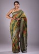 Designer Banarasi Silk Saree In Mehendi Green