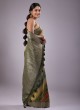 Designer Banarasi Silk Saree In Mehendi Green