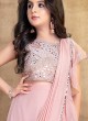 Light Onion Pink Saree Palazzo Suit In Chiffon