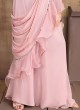 Light Onion Pink Saree Palazzo Suit In Chiffon