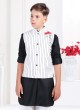 Designer Black And White Nehru Jacket Set