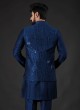 Blue Nehru Jacket Set With Thread Work