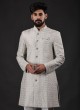 Readymade Grey Thread Work Indowestern For Men