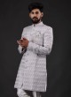 Grey And Off White Men's Indowestern For Wedding