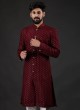 Traditional Wear Sequins Work Indowestern In Maroon Color