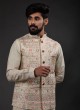 Stylish Nehru Jacket Set In Cream Color