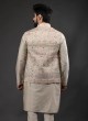 Stylish Nehru Jacket Set In Cream Color