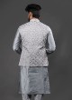 Designer Grey Nehru Jacket Set For Wedding