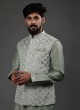 Stylish Pista Green Color Nehru Jacket Set