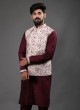 Fancy Floral Print Nehru Jacket Set For Mens