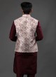 Fancy Floral Print Nehru Jacket Set For Mens