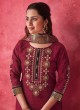 Shagufta Maroon Chanderi Silk  Salwar Kameez