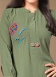 Mehendi Green Color Kurti In Georgette Fabric