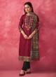 Shagufta Maroon Chanderi Silk  Salwar Kameez