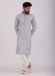 Grey Readymade Raw Silk Kurta Pajama