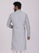 Grey Readymade Raw Silk Kurta Pajama