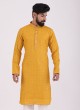 Designer Mustarad Yellow Kurta Pajama With Embroidered Work