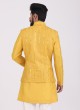 Readymade Plastic Mirror Work Mustard Yellow Nehru Jacket Set