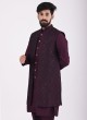 Dark Purple Nehru Jacket Set In Sequins Work