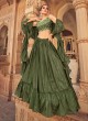 Stunning Olive Green Chinon Lehenga Choli