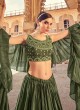 Stunning Olive Green Chinon Lehenga Choli