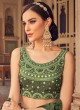 Stunning Olive Green Chinon Lehenga Choli