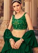 Stylish Green Chinon Lehenga Choli