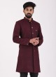 Designer Wine Color Indowestern Set In Art Silk