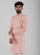 Wedding Wear Pink And Off White Indowestern Set