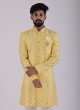 Yellow Embroidered Indowestern For Mens