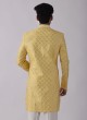 Yellow Embroidered Indowestern For Mens