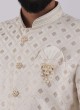 Stylish Cream Color Indowestern With Thread Work