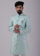 Sky Blue Indowestern Set With Embroidered Work