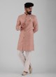 Attractive Peach Indowestern Set For Men