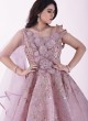 Stunning Onion Pink Applique Work Gown