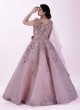 Stunning Onion Pink Applique Work Gown