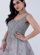 Light Grey Embroidered Designer Gown