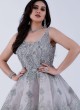 Light Grey Embroidered Designer Gown